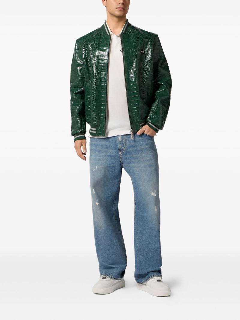PHILIPP PLEIN leather bomber jacket outlook