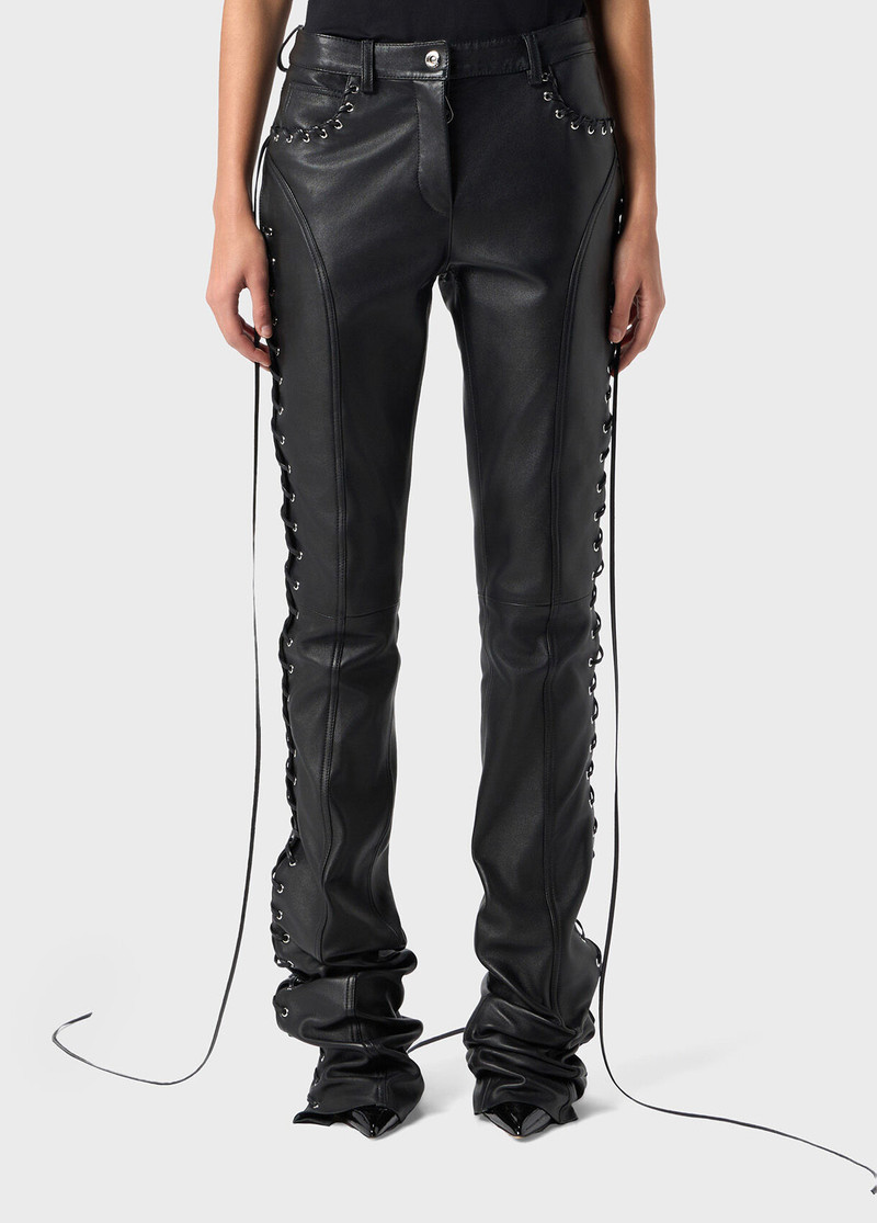 Blumarine LEATHER PANTS WITH LACED DETAILS outlook