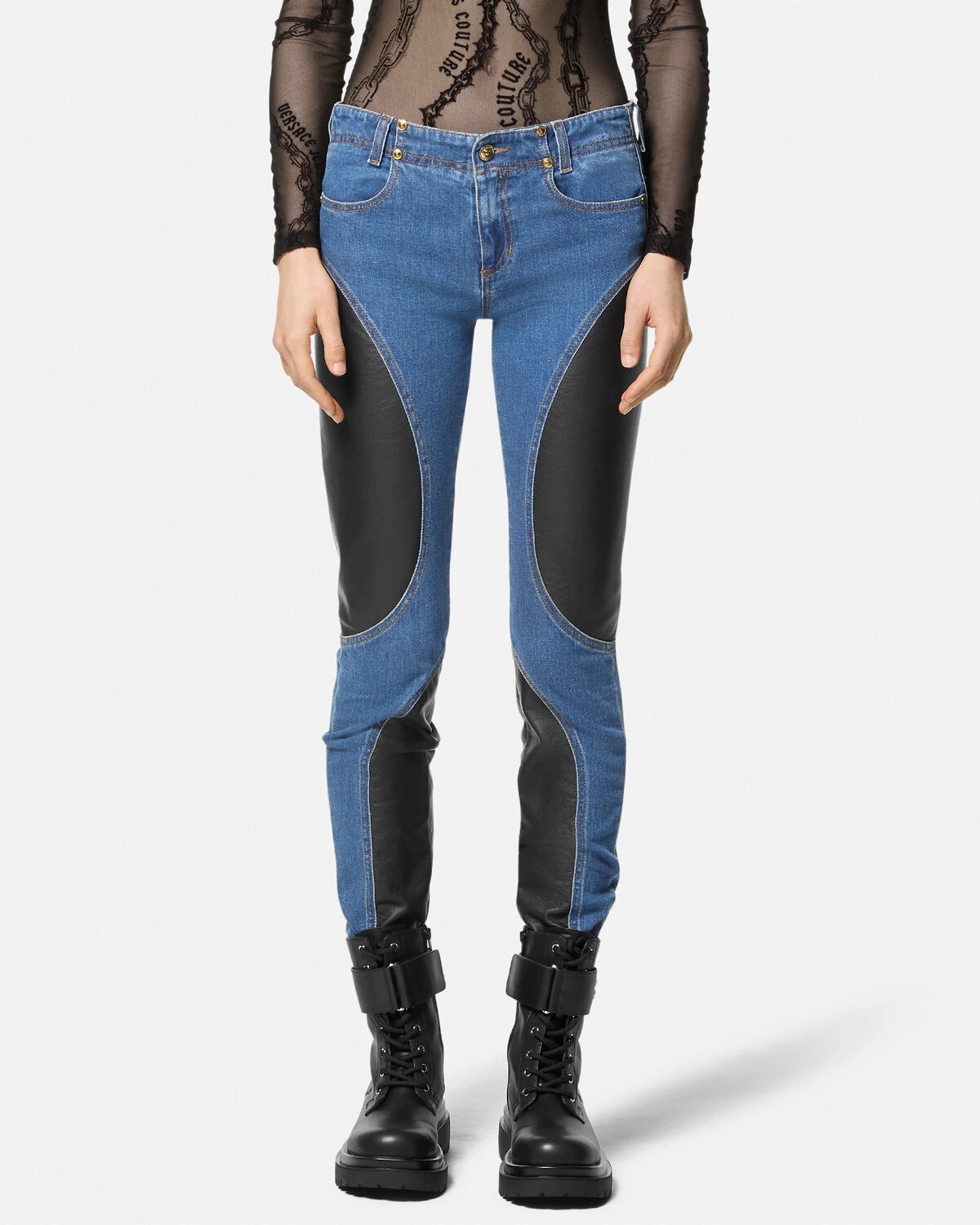 Paneled Skinny Jeans - 4