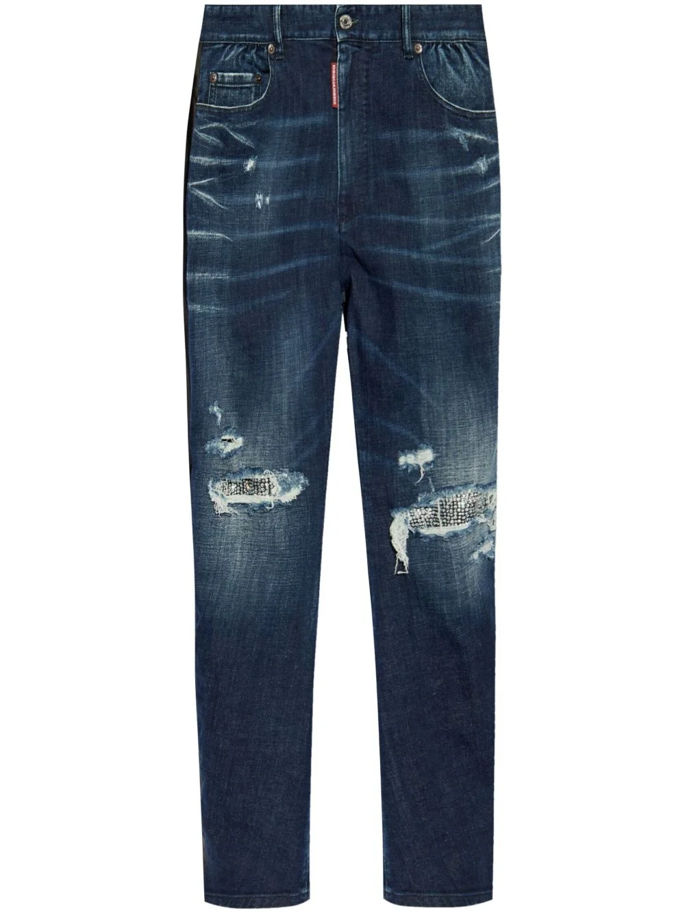 distressed straight jeans - 1