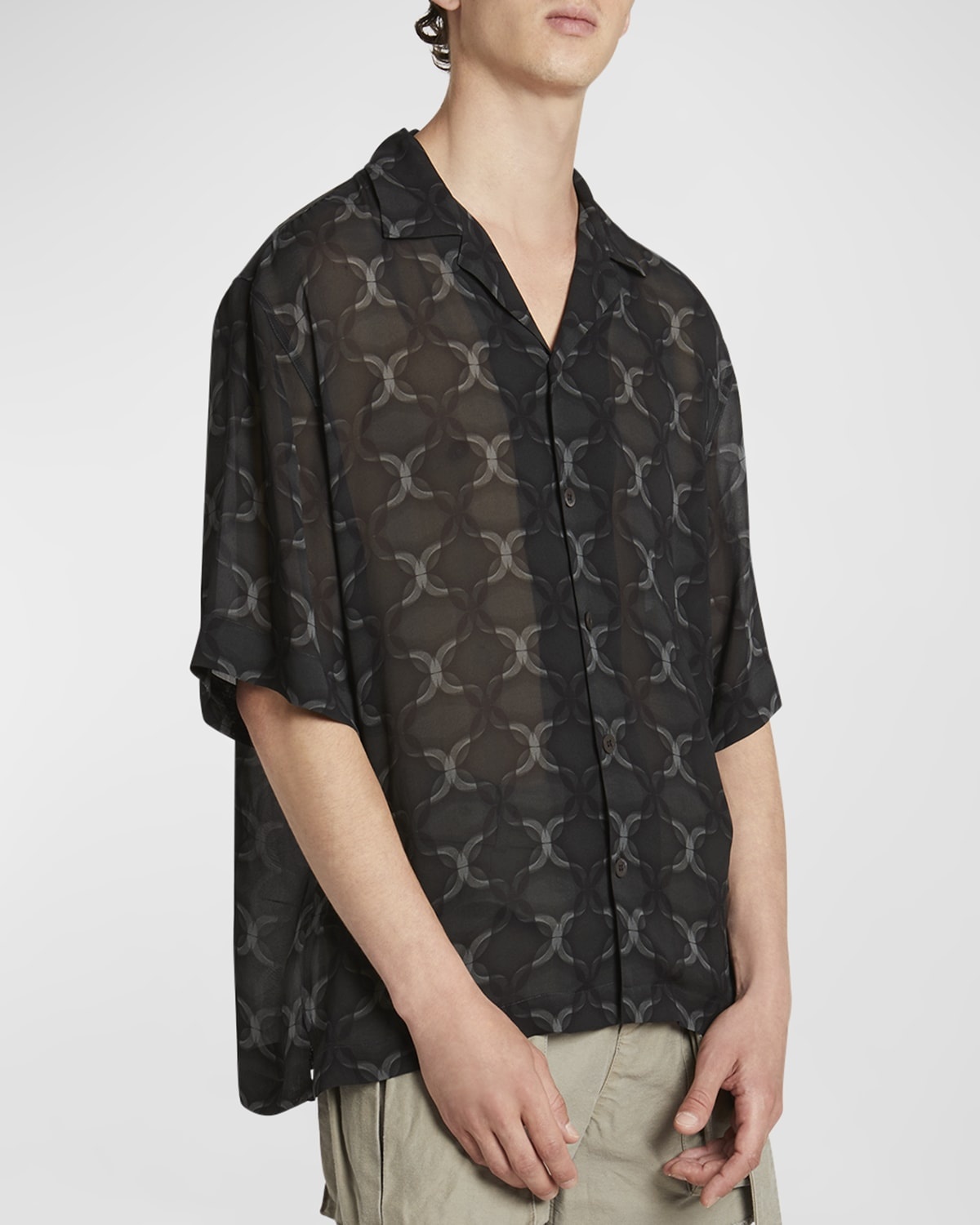 Men's Cassi Sheer Patterned Camp Shirt - 7