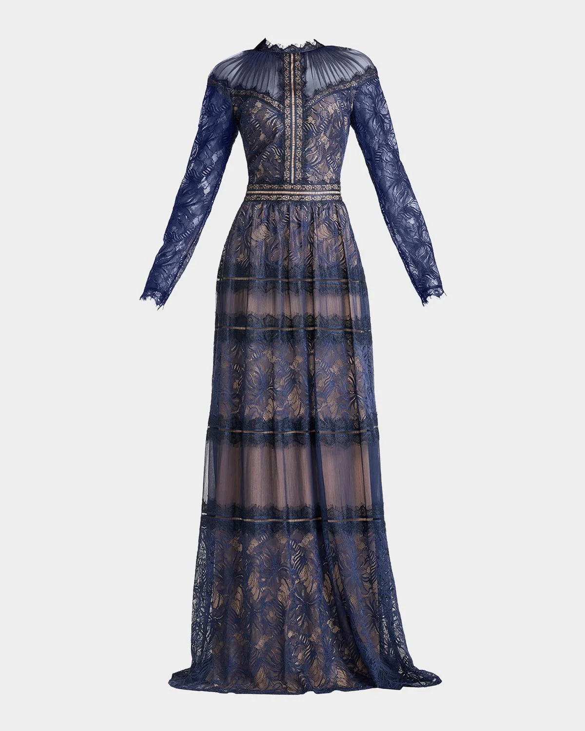 Debore Orchid Illusion Long-Sleeve Gown - 1