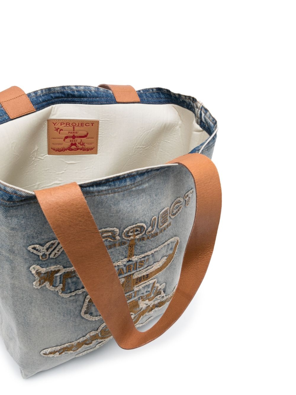 Paris' Best logo-embroidered denim tote bag - 5