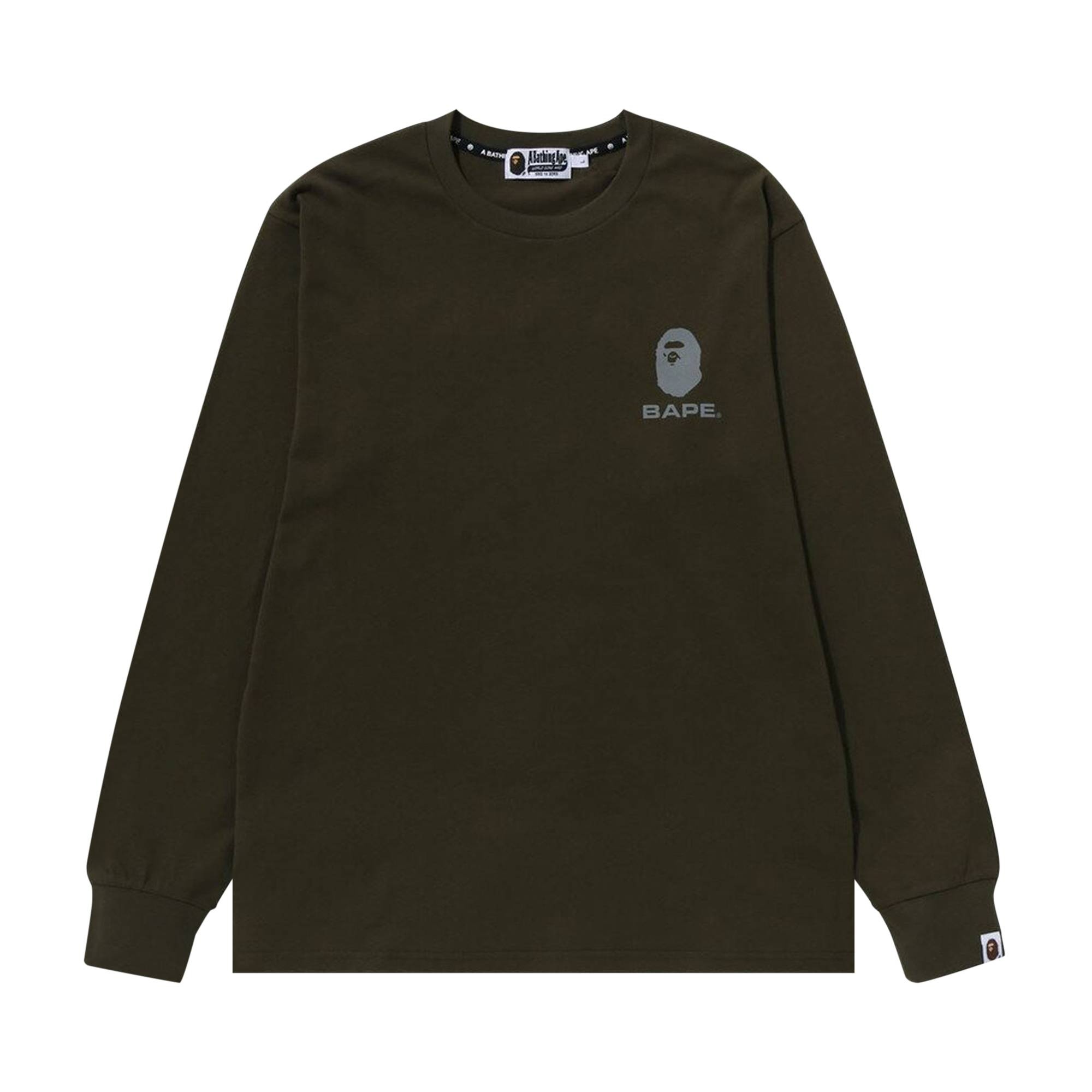 BAPE Reflective Print Long-Sleeve Tee 'Olive Drab' - 1