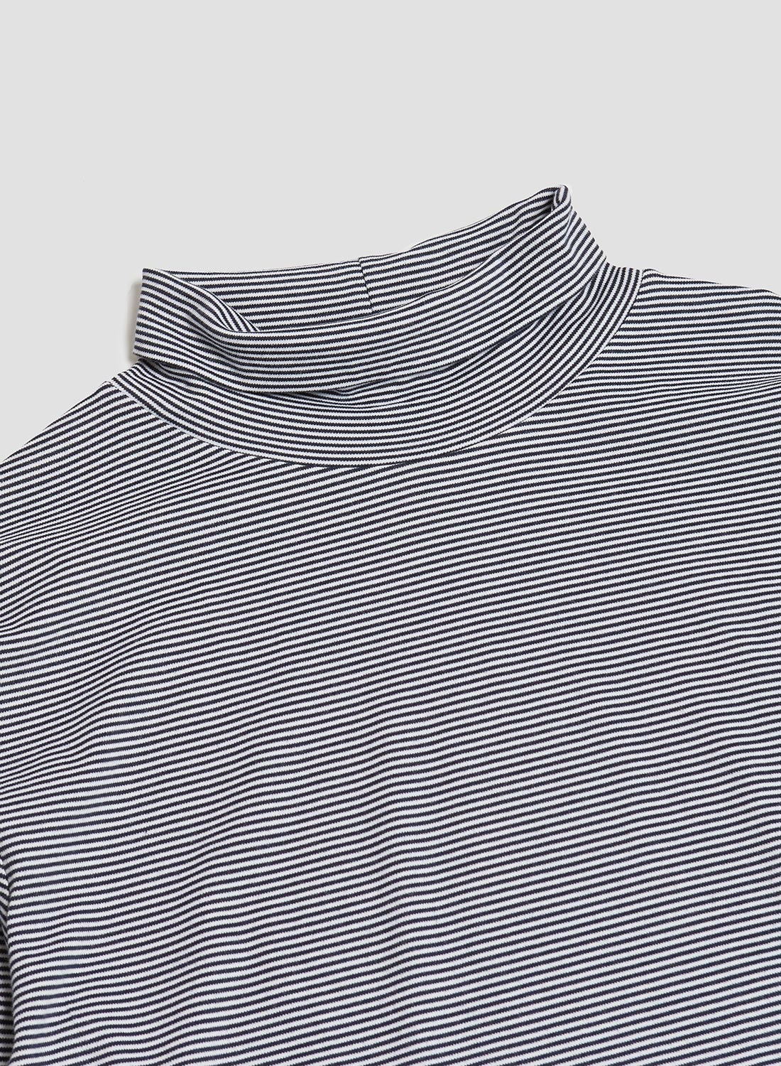 Nigel Cabourn x Sunspel Relaxed Heavyweight Supima Roll Neck in Navy/White Micro Stripe - 2