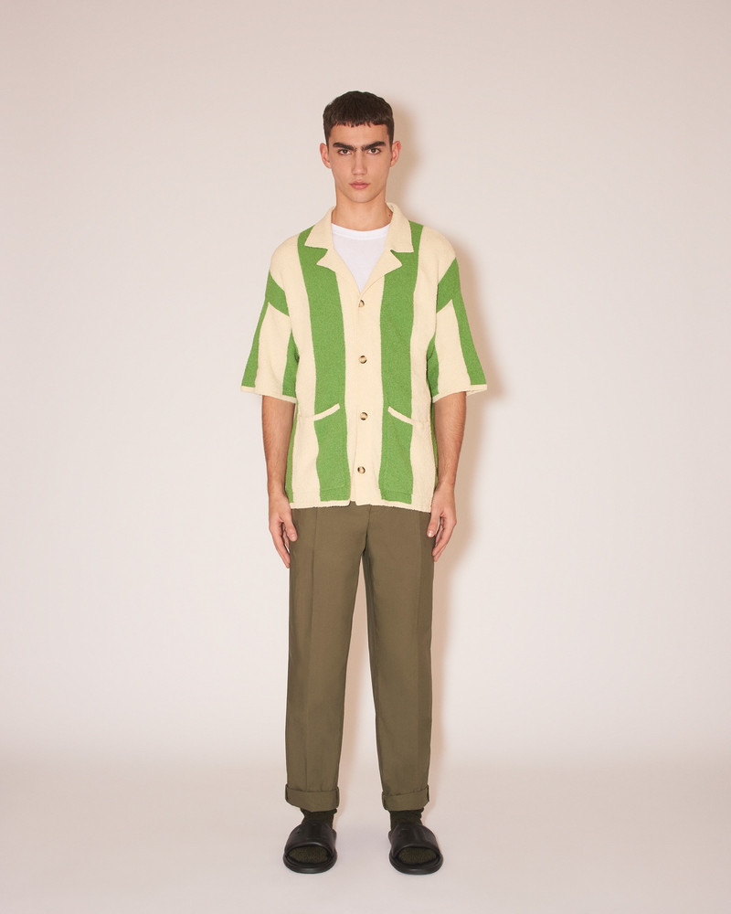 Nanushka JEFF - Terry-knit button-down knit - Creme/green outlook