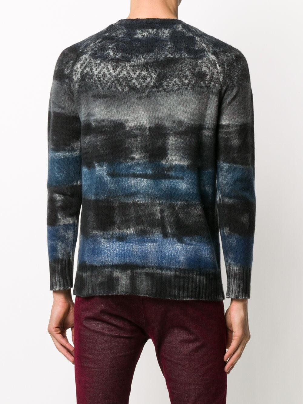 striped faded effect jumper - 4