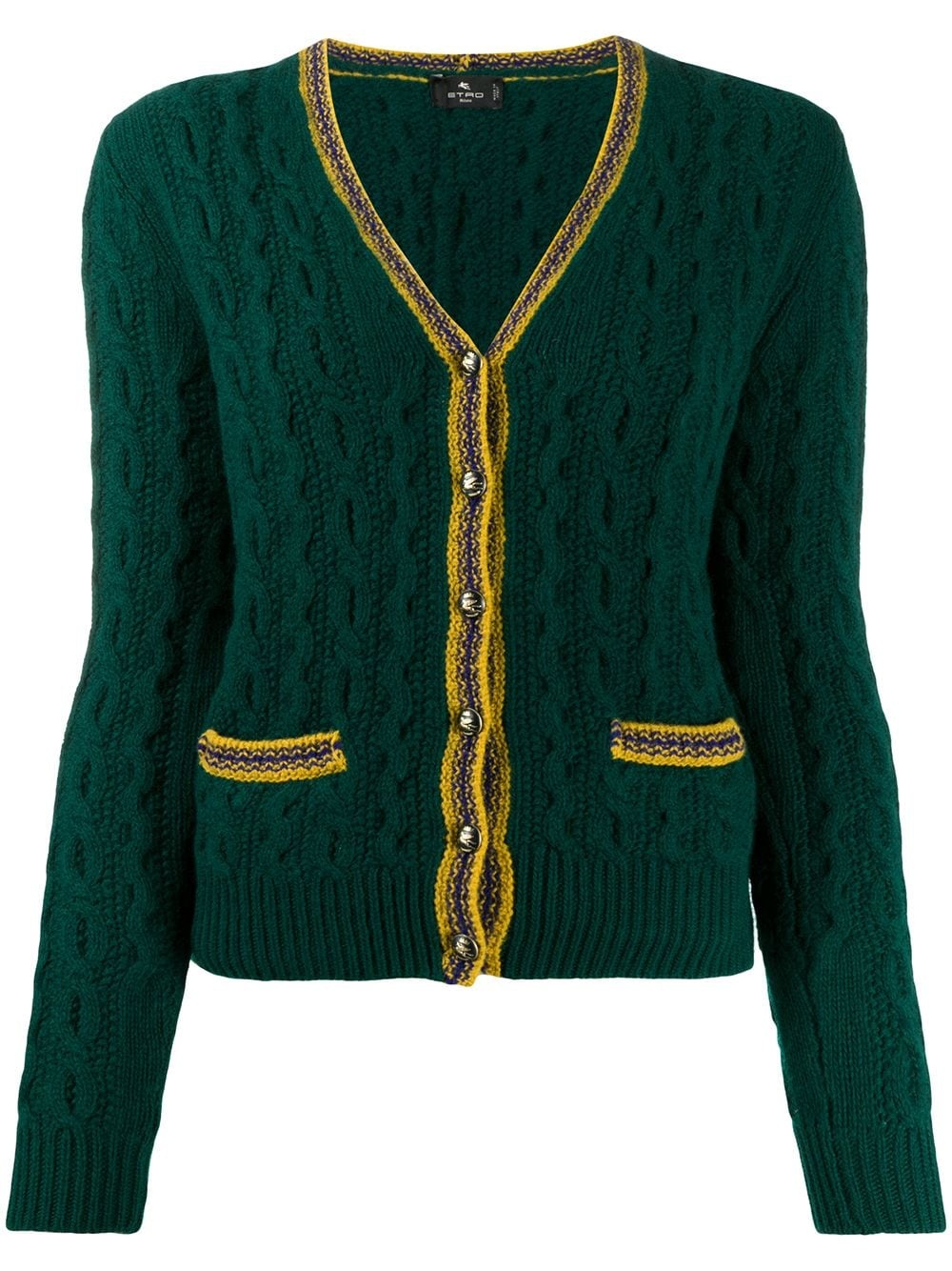 contrast-trimmed wool cardigan - 1