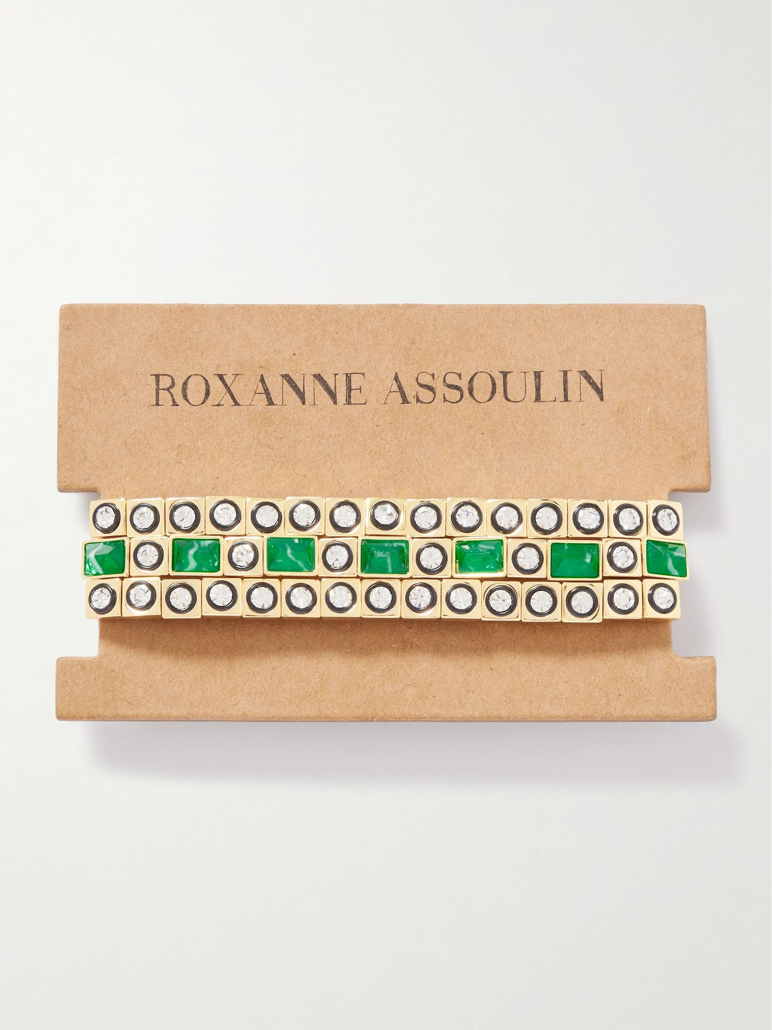 The Duchesse set of three gold-tone, enamel and cubic zirconia bracelets Green - 5
