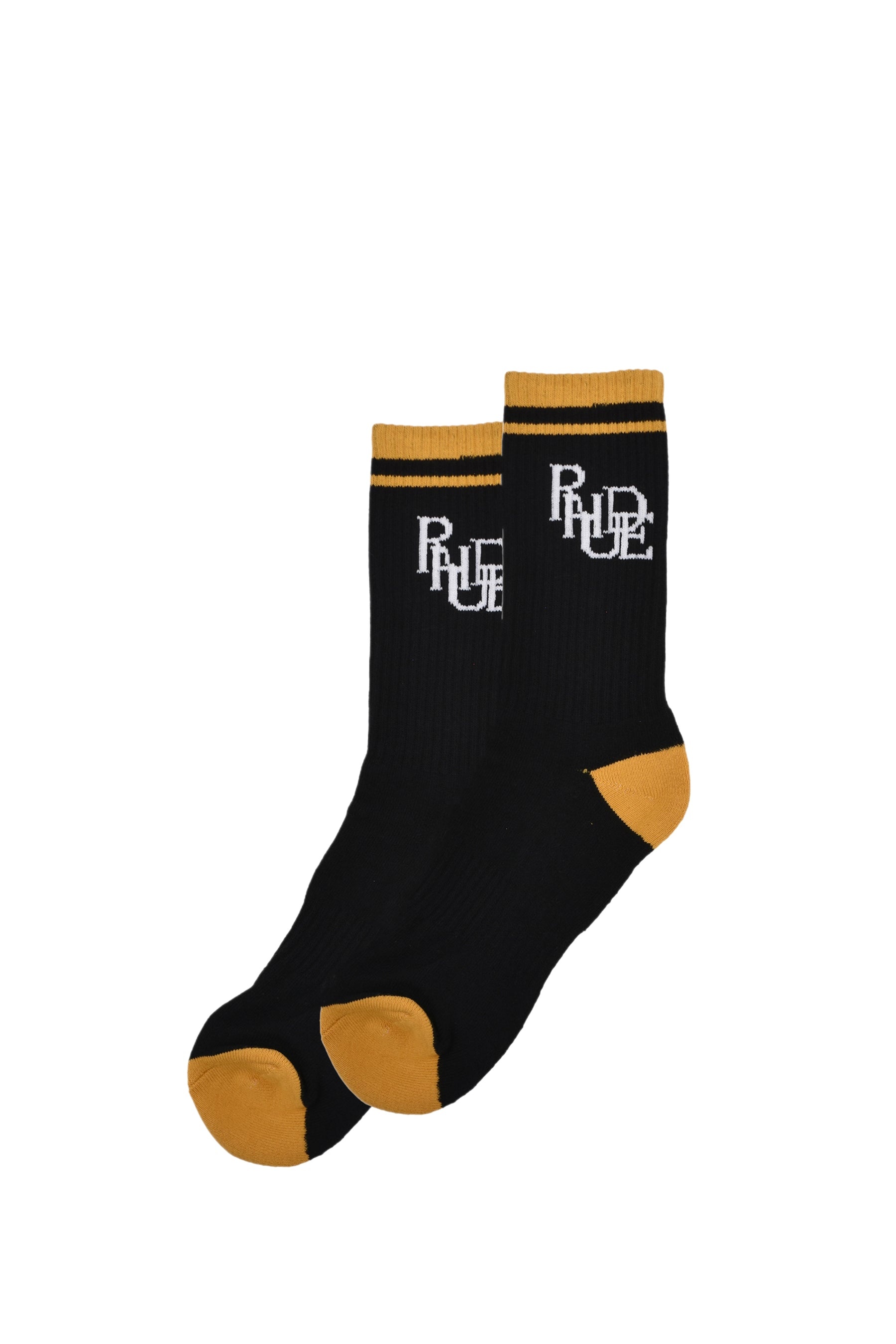 RHUDE SCRAMBLE LOGO SOCK / BLK YEL - 1