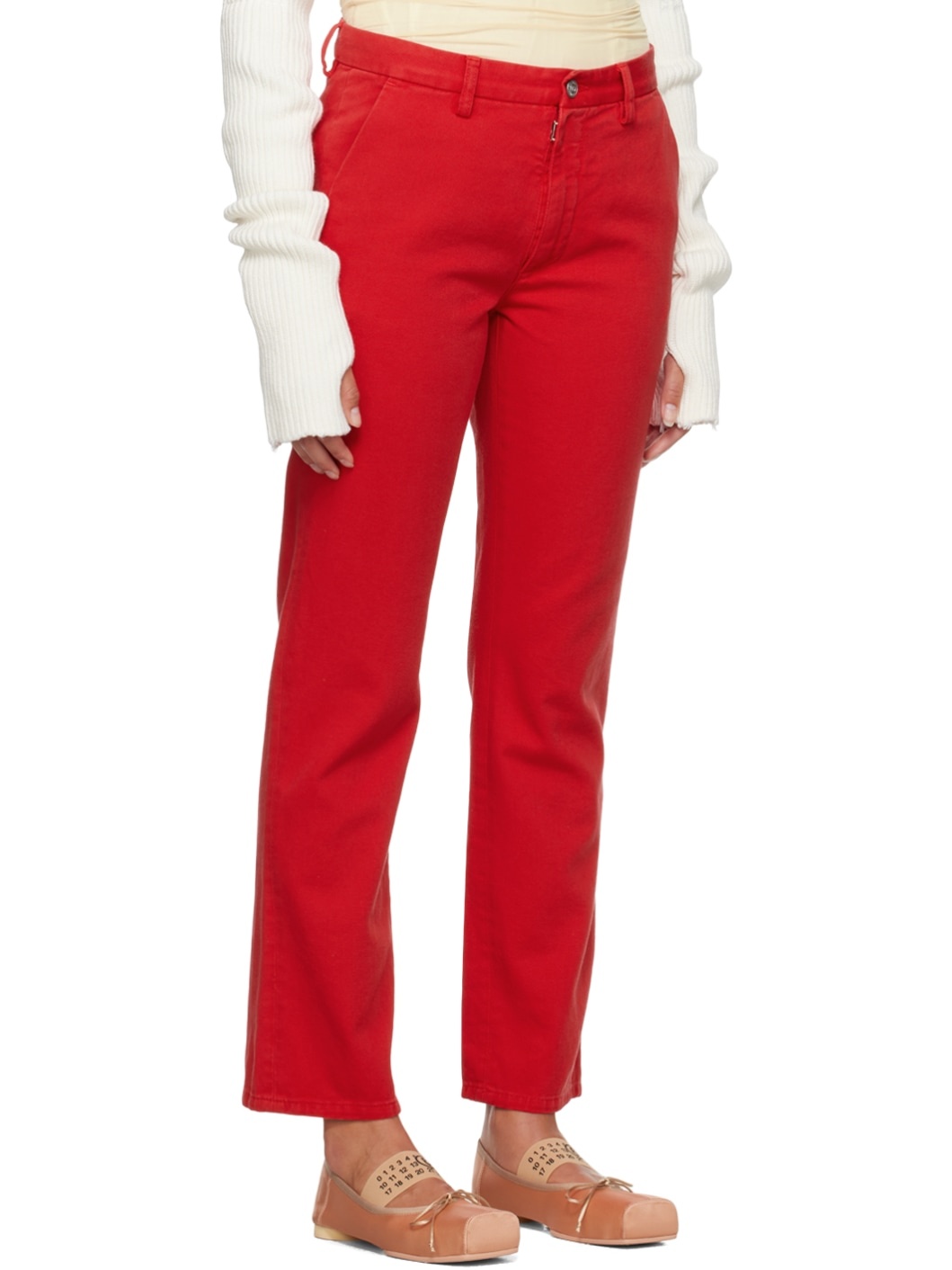 Red Four-Pocket Jeans - 2