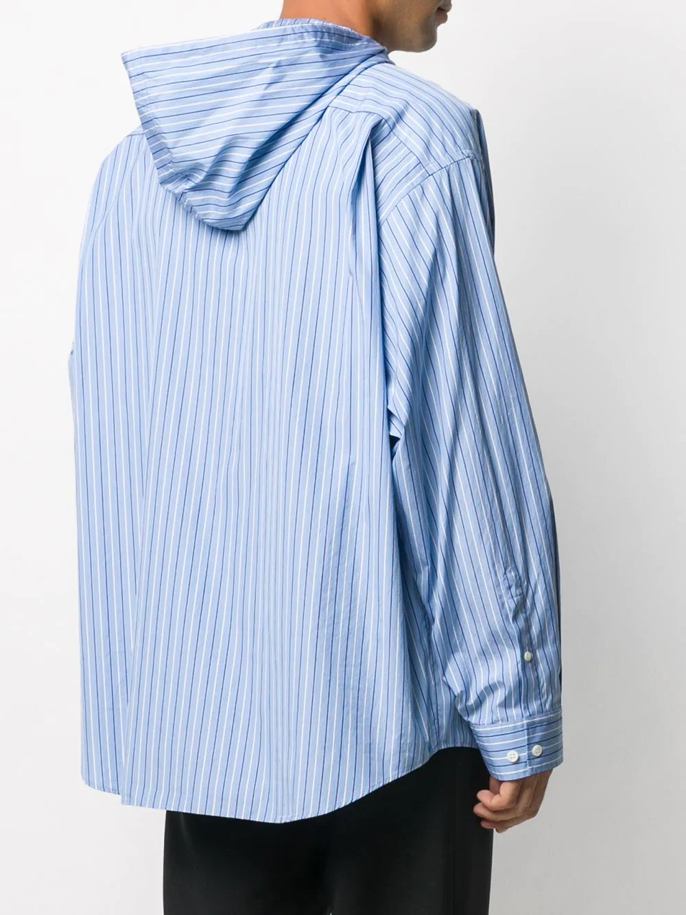 pinstriped hooded cocoon shirt - 4