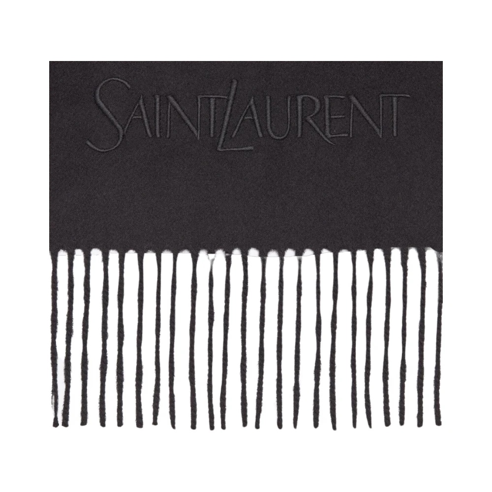 VIP【送料関税込】SAINT LAURENT CASHMERE FRINGED SCARF SAINT LAURENT Fringed embroidered cashmere scarf | NET-A-PORTER