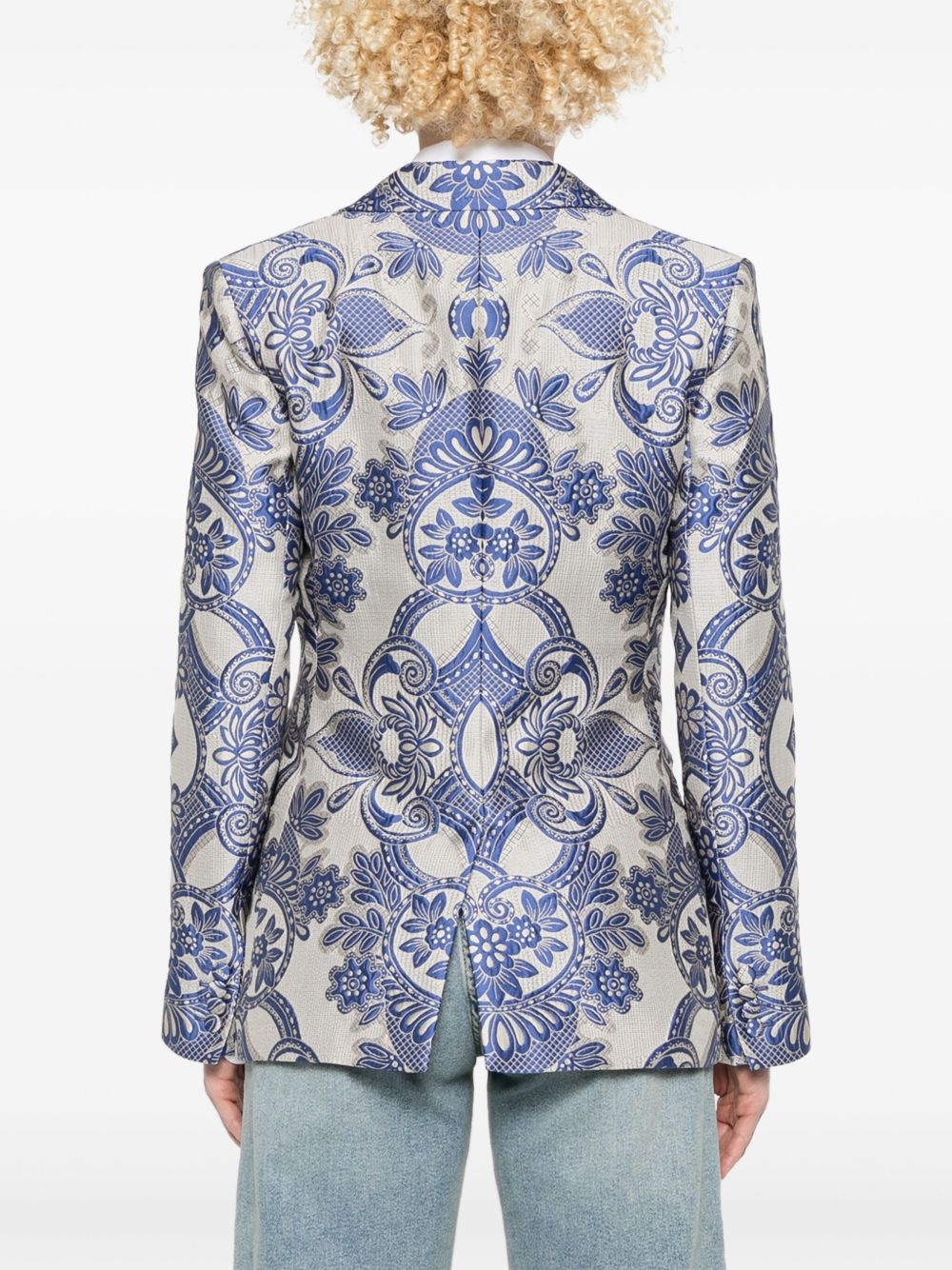 lace-motif single-breasted blazer - 4