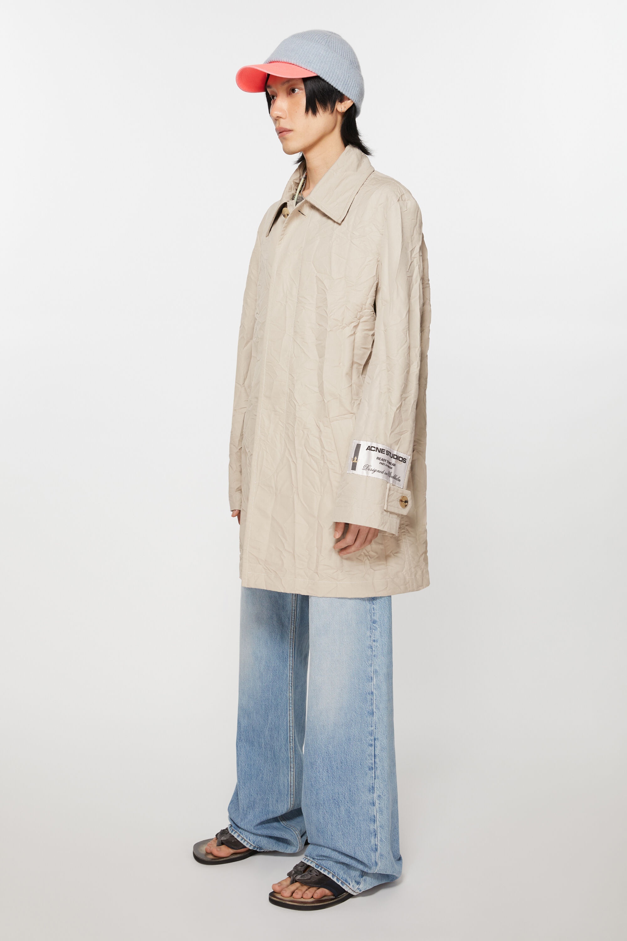 Crinkled trench coat - Light beige - 3