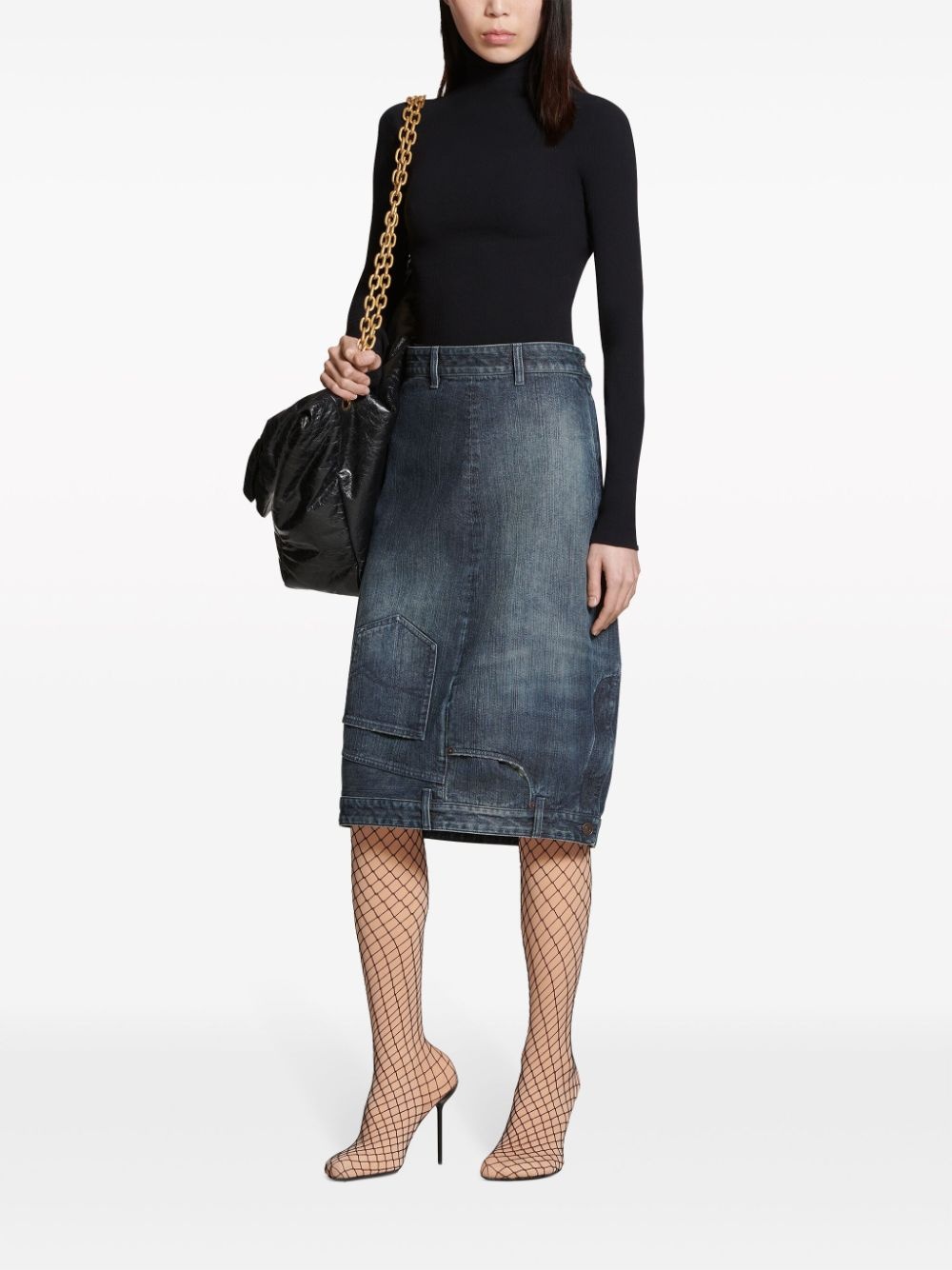 upside-down denim midi skirt - 2