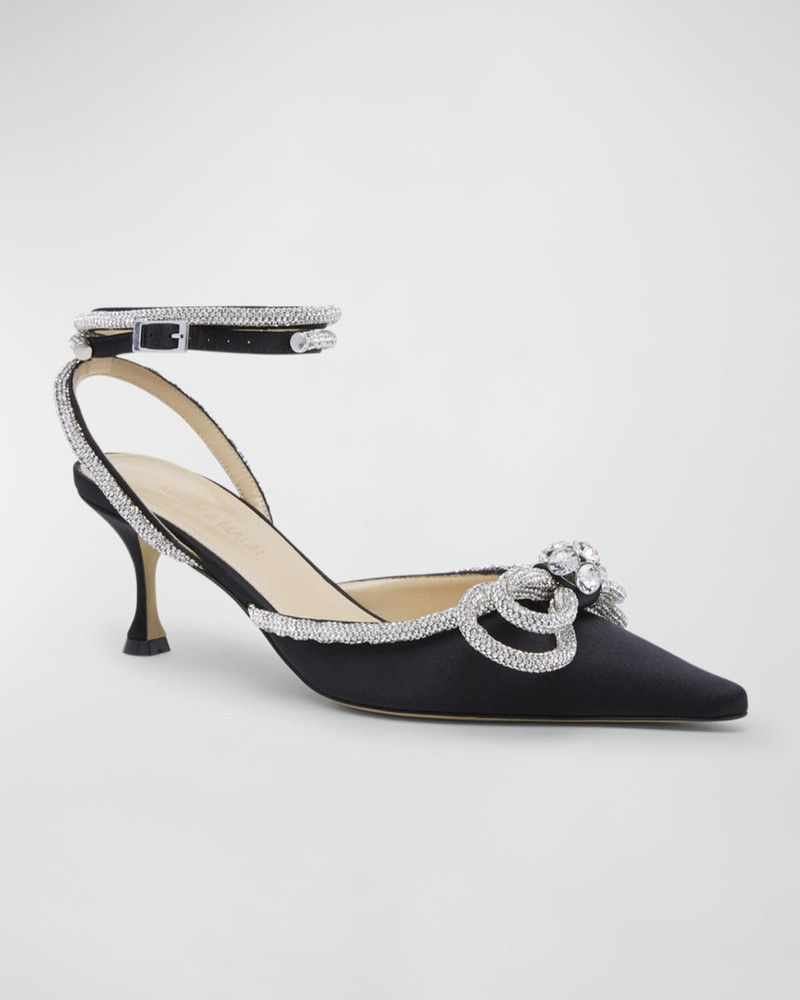 MACH & MACH Strass Bow Double Ankle-Strap Kitten Pumps outlook