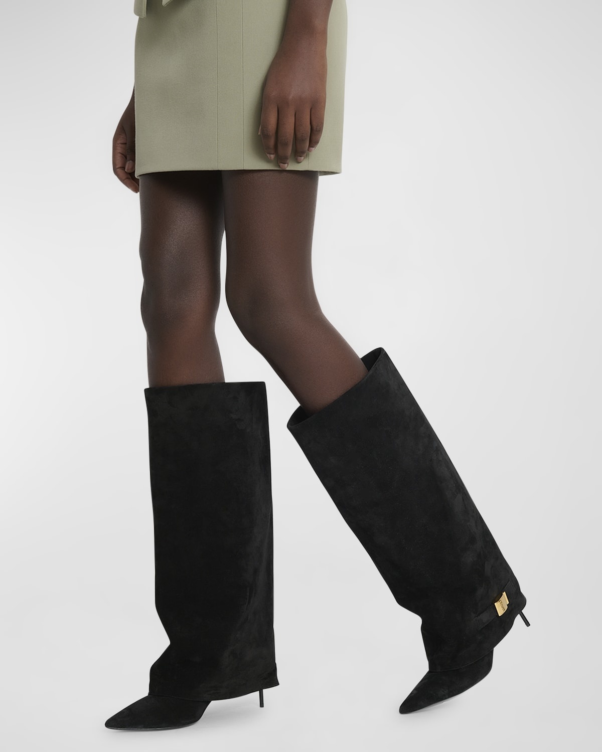 Uma Suede Foldover Knee Boots - 2