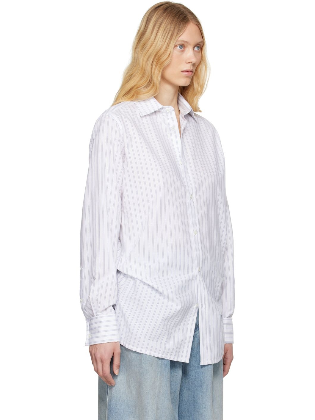 White & Blue Striped Shirt - 2