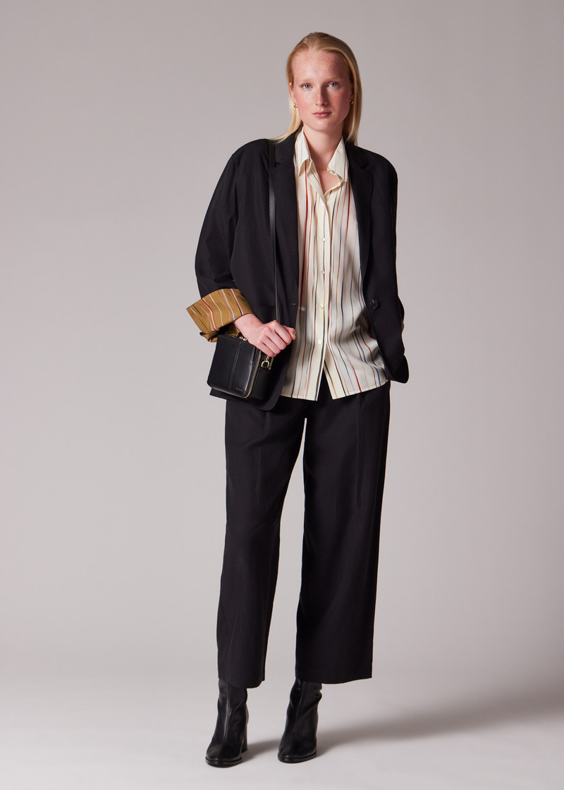 Women's Black Lyocell-Blend Barrel Leg Trousers 4