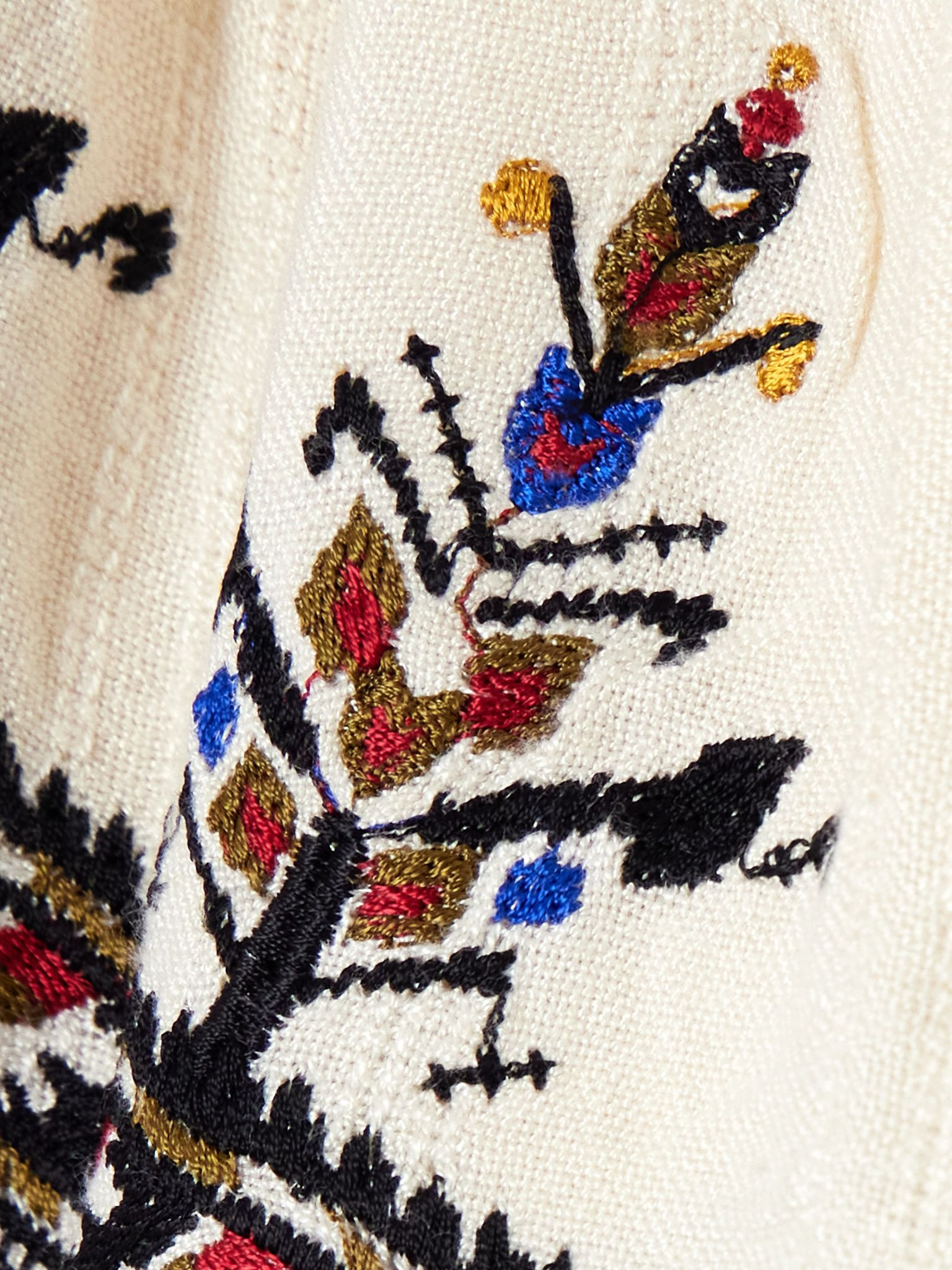 Kriss frayed embroidered jacquard shorts Ecru - 4