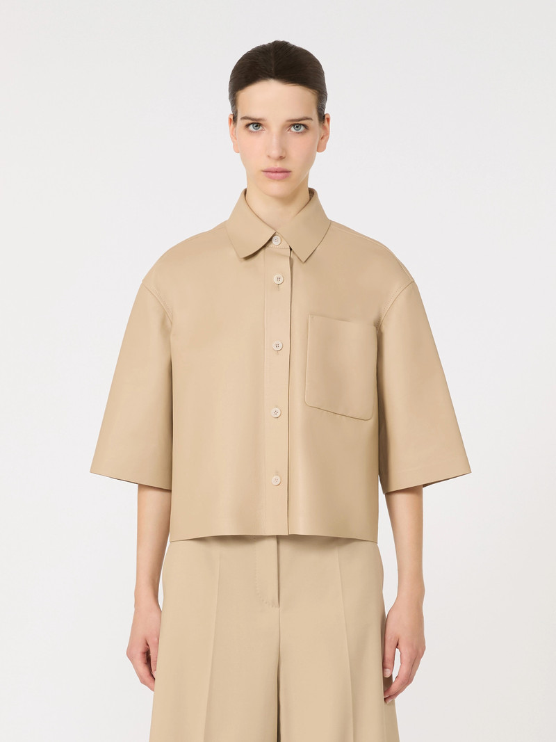 ARCELLA Nappa leather cropped jacket - SAND 3
