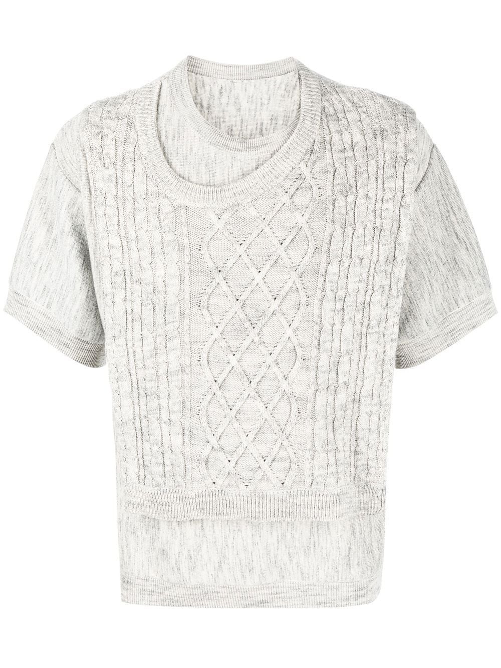 cable-knit layered knitted top - 1