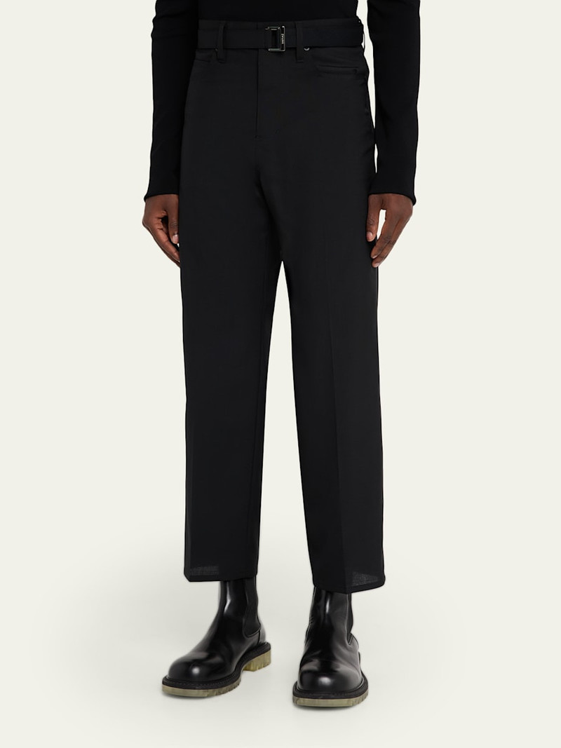 sacai Men's Belted Poly-Wool Suiting Pants outlook