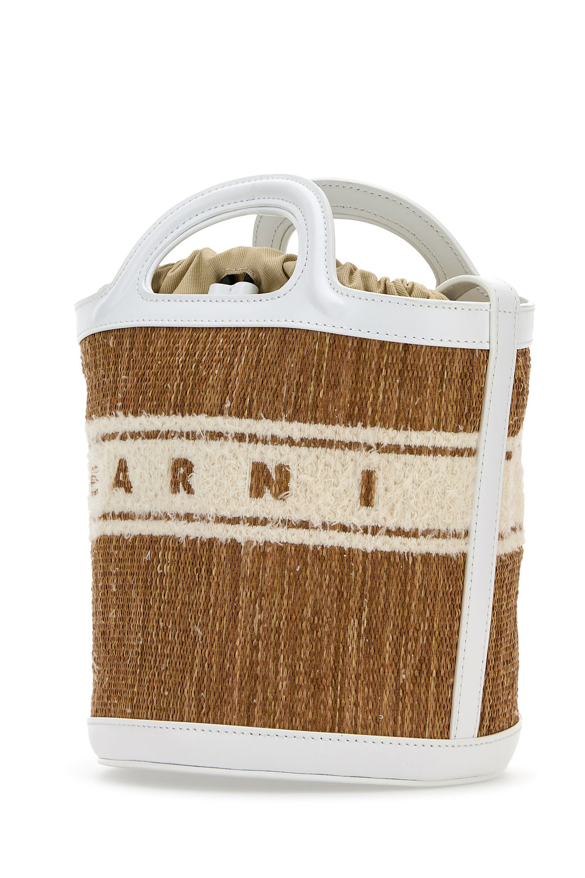 Two-tone raffia and leather Tropicalia bucket bag - 2
