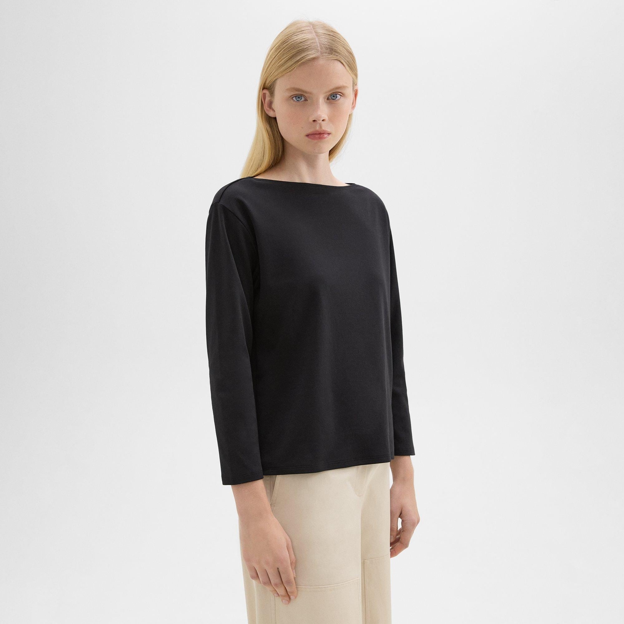 Boat Neck Tee in Cotton Jersey - 3