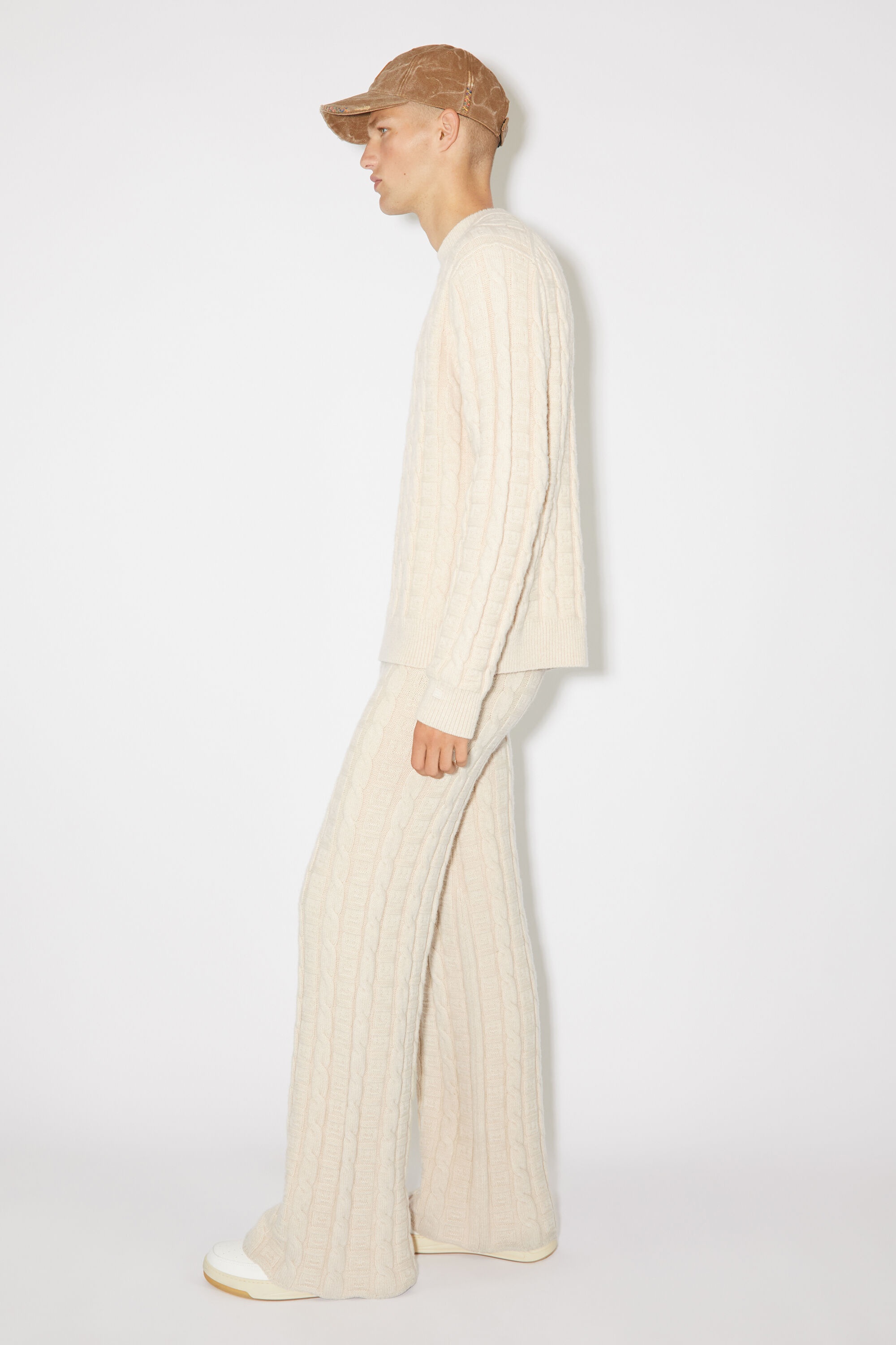 Cable wool trousers - Oatmeal melange - 4