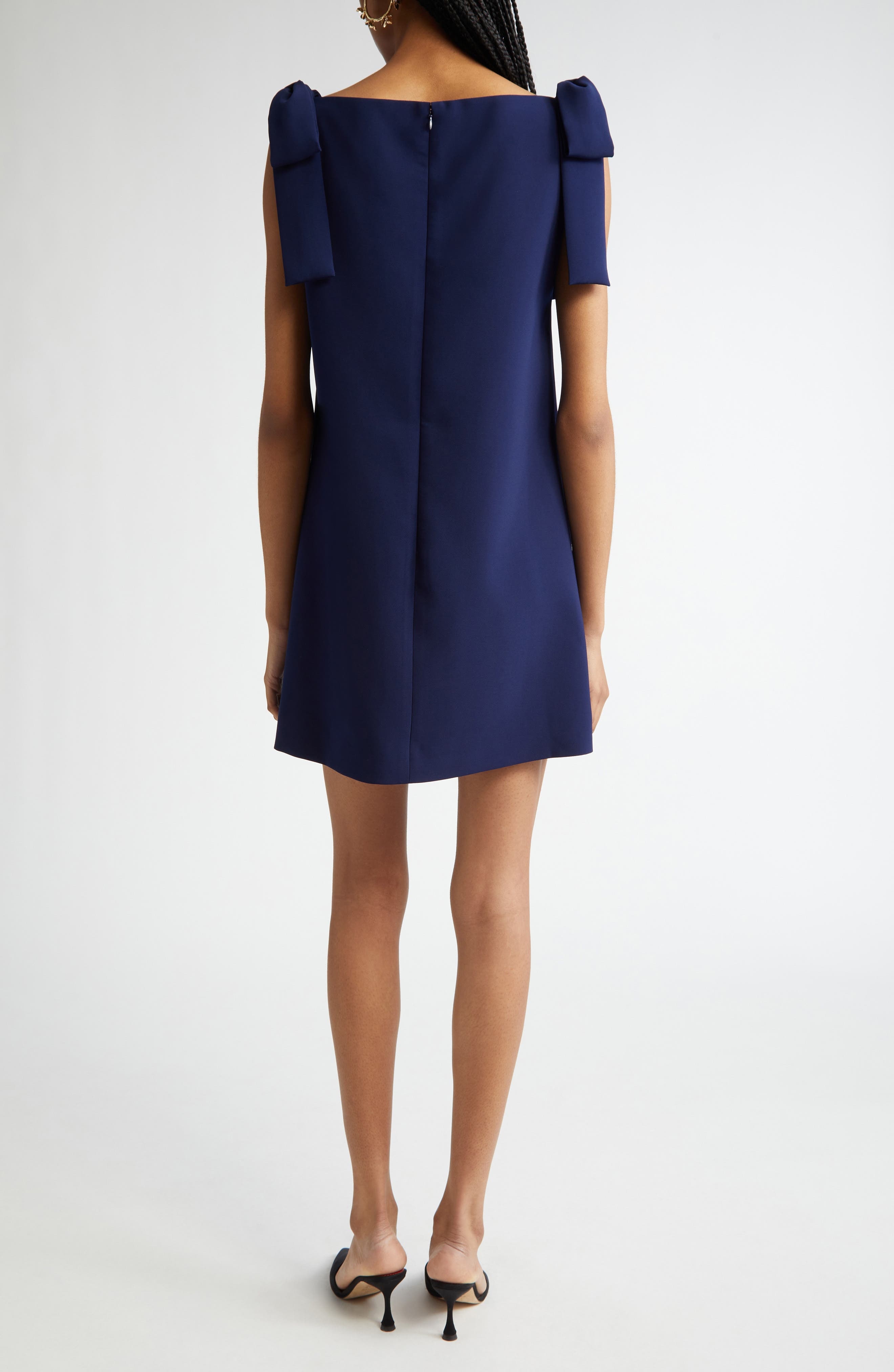 Carolina Herrera Floral Embroidered Stretch Stretch Crepe Minidress in Midnight Multi at Nordstrom - 2