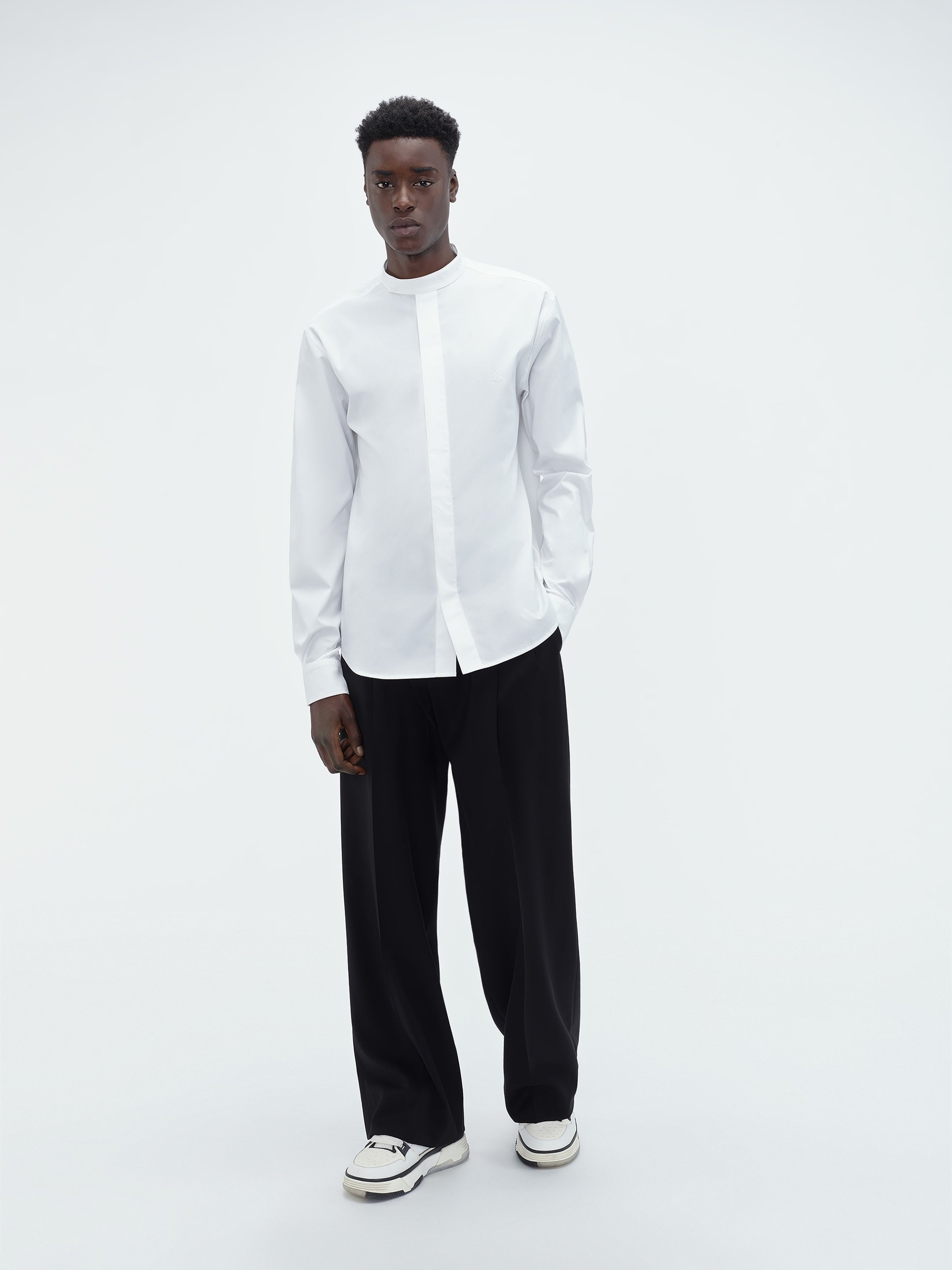 MANDARIN POPLIN SHIRT-WHITE - 2