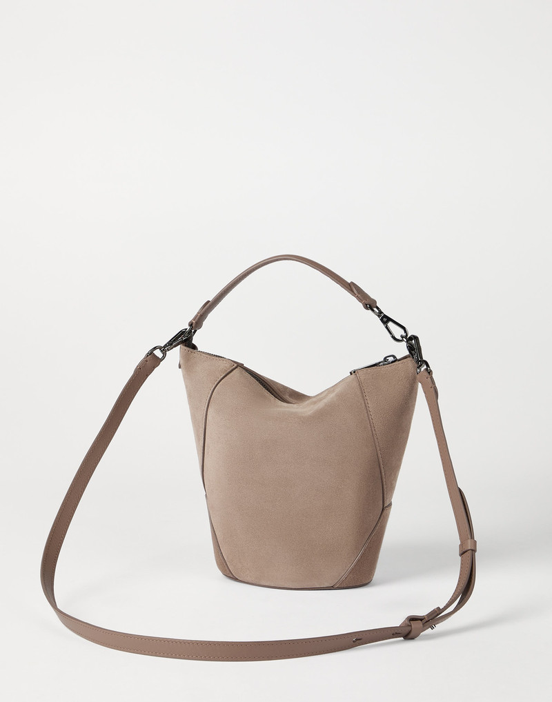 Brunello Cucinelli BC Duo bucket bag in suede with monili outlook