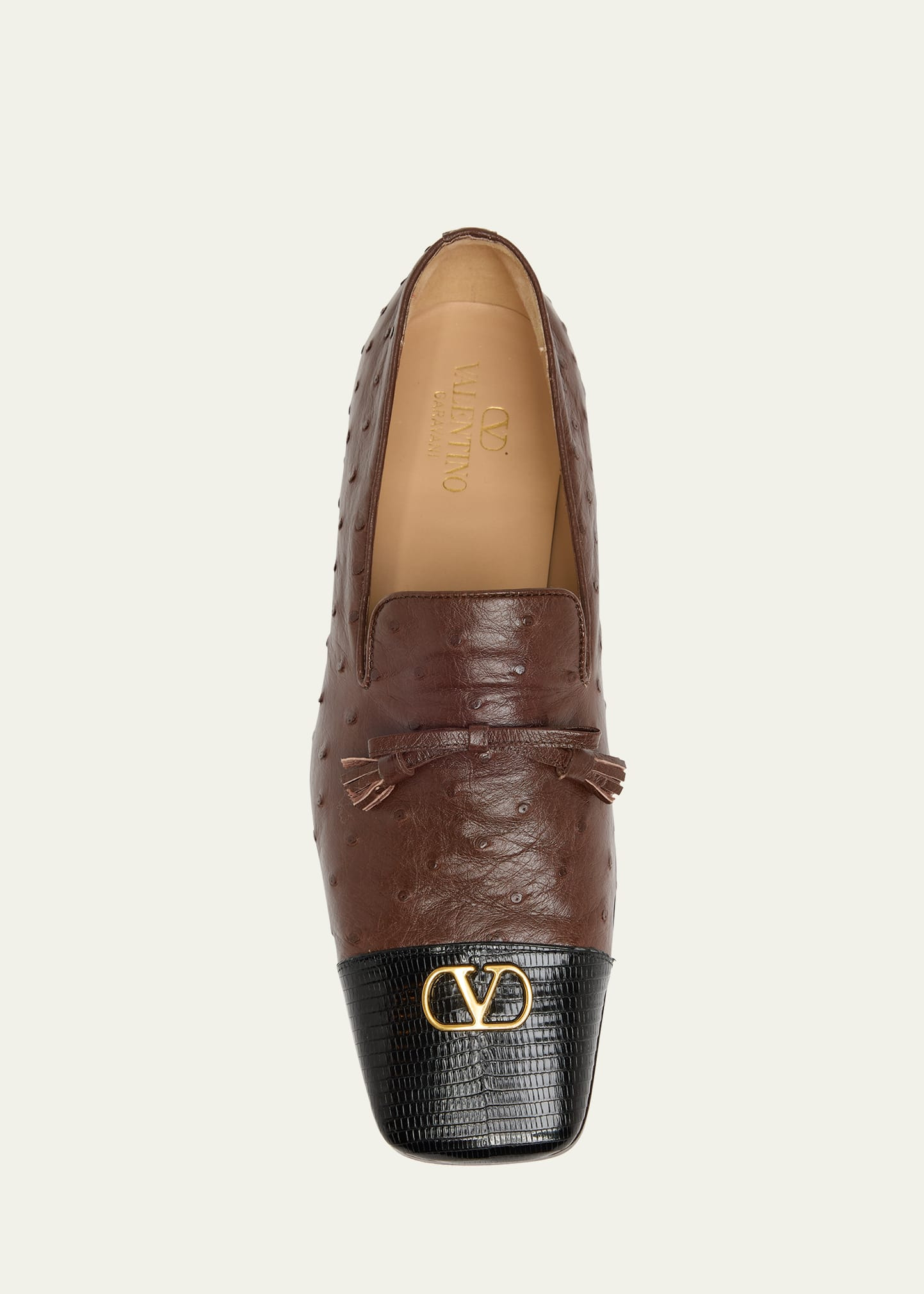 Men's Babouchoes Ostrich and Lizard Cap-Toe Loafers - 5