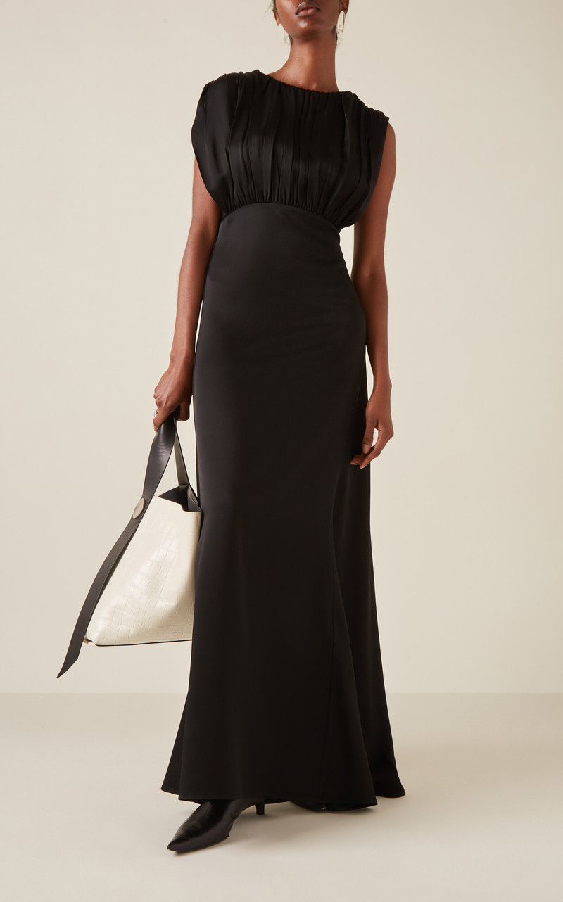 Jil Sander Ruched Satin Maxi Dress black outlook