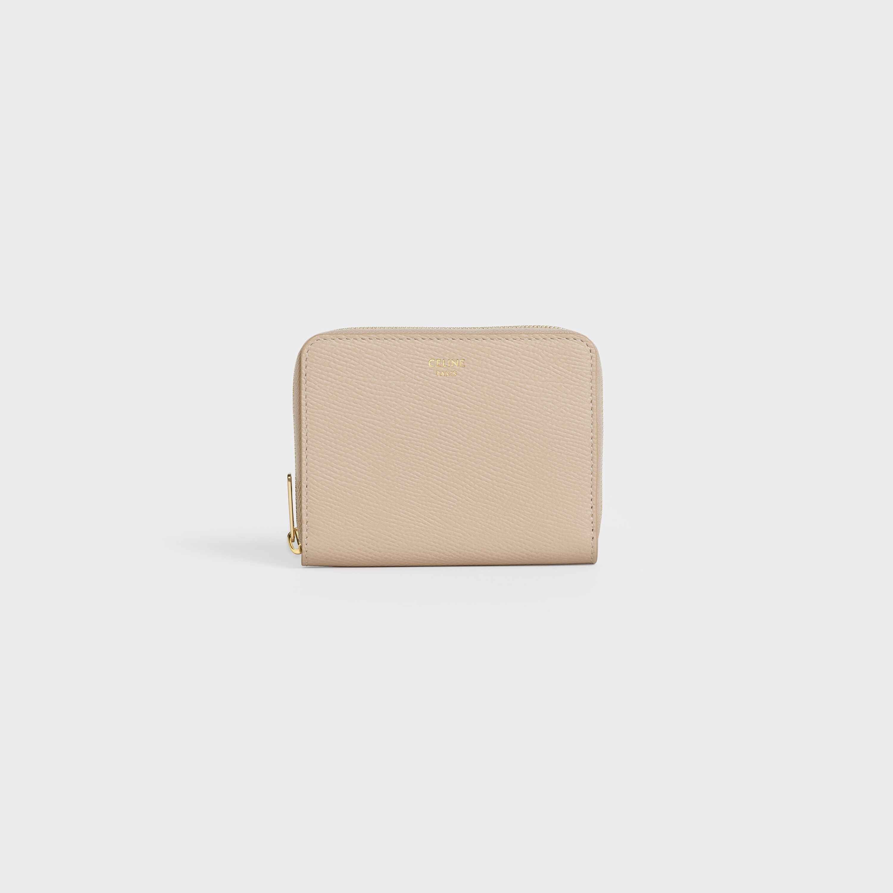 Compact zipped wallet in Grained calfskin - 1