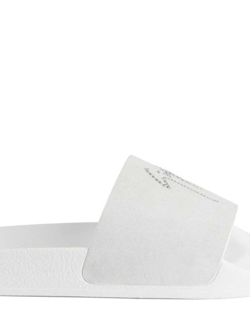 Brett crystal-embellished leather slides 4