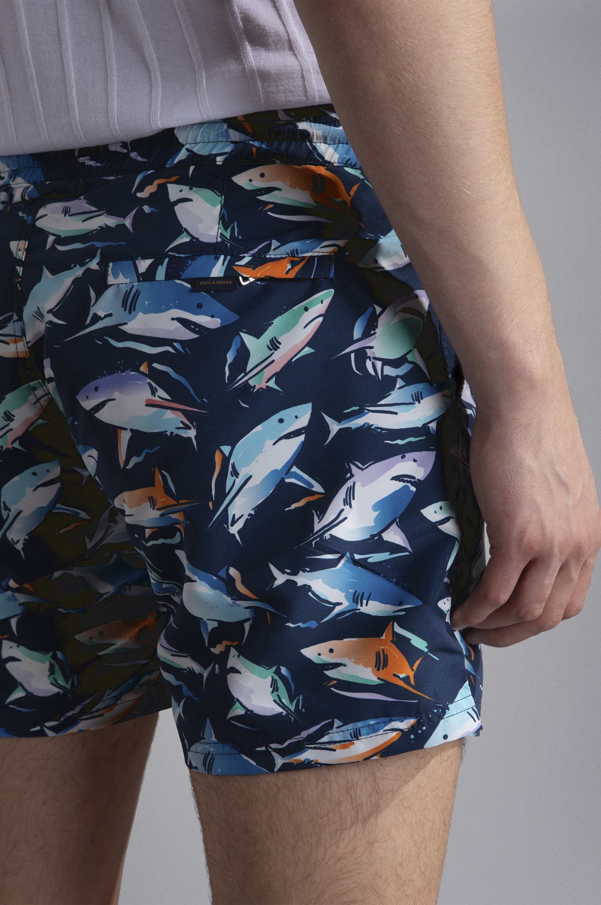 SWIM SHORTS WITH MULTICOLOUR SHARK PRINT - 4