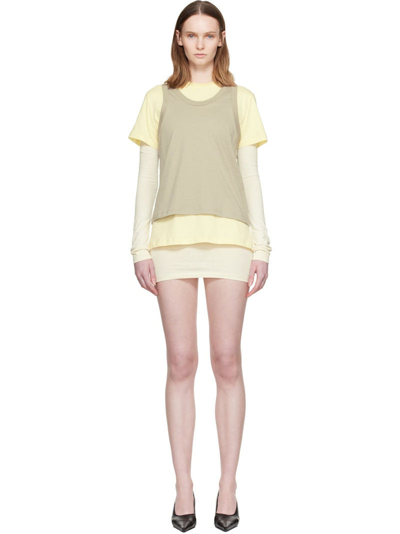 Beige & Yellow Layered Minidress Set 1