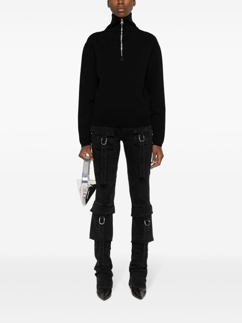 courrèges logo-patch half-zip jumper outlook