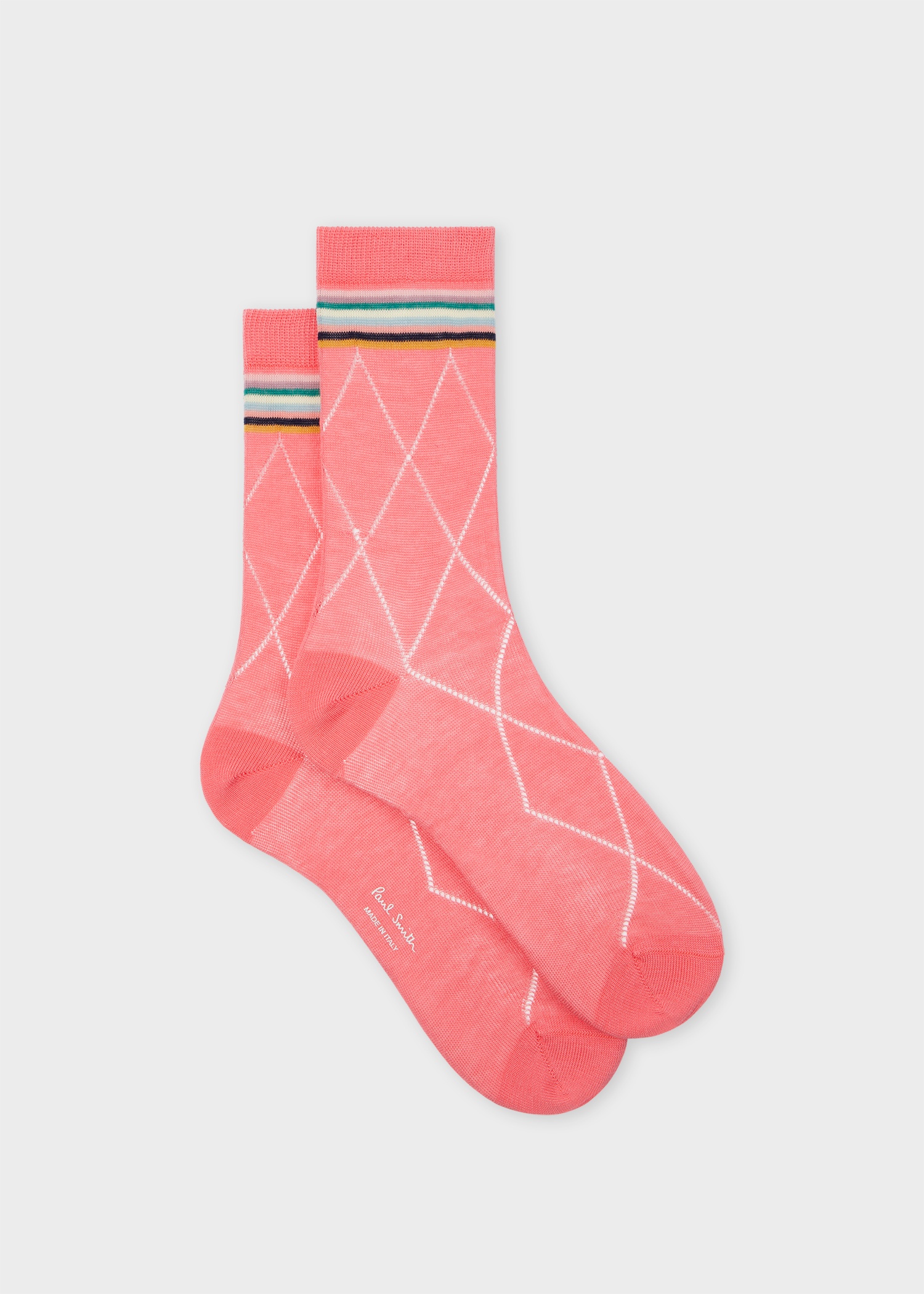 Women's Coral Pink Openwork 'Swirl' Stripe Socks - 1