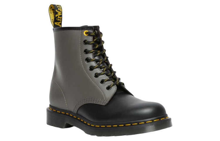 Dr. Martens 1460 Smooth Clash Leather Lace Up Boots 'Grey Black' 27538001 - 2