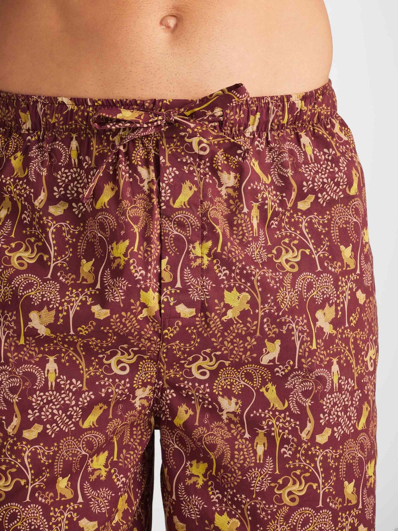 Men's Lounge Shorts Ledbury 74 Cotton Batiste Burgundy - 5
