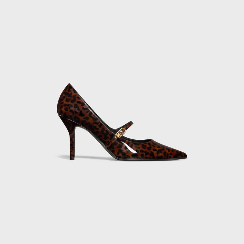CELINE JUDY STRAPPY PUMP IN PRINTED LEOPARD PATENT CALFSKIN 1