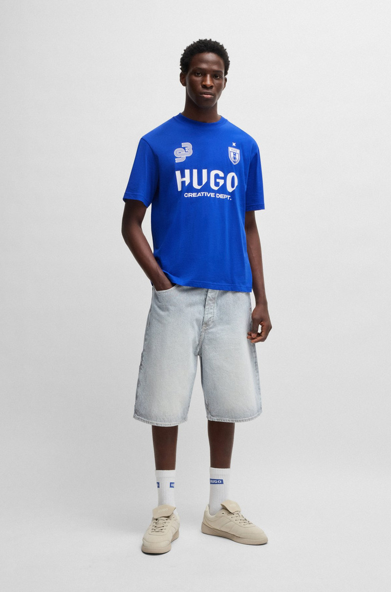 HUGO COTTON-JERSEY T-SHIRT WITH FOOTBALL-INSPIRED PRINTS outlook
