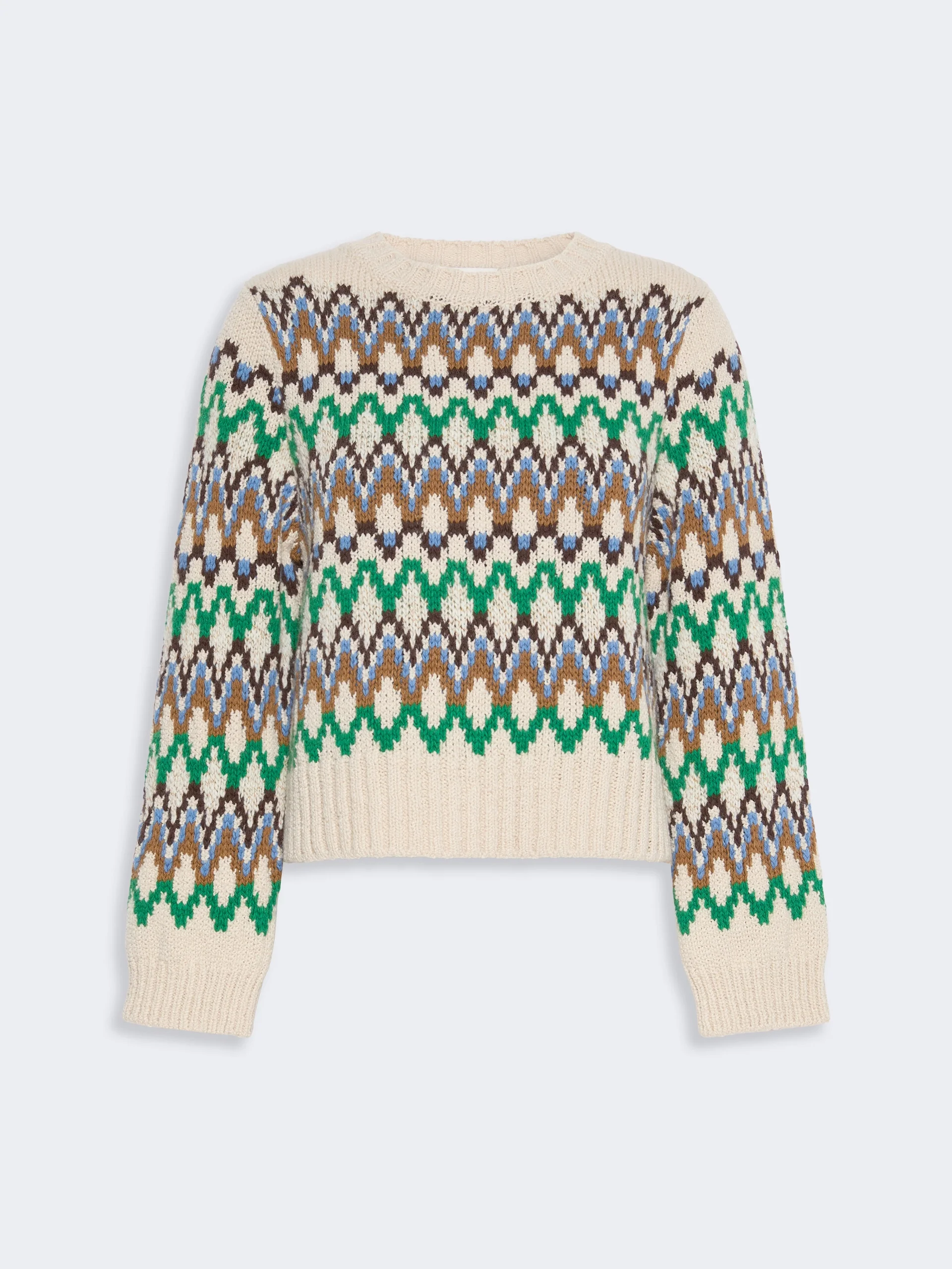 RANCH Jacquard wool and cashmere sweater - GREEN - 1
