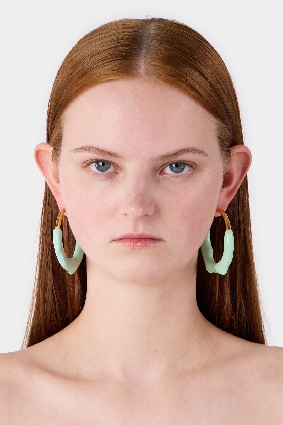 RUBBERIZED HOOP EARRINGS GOLD / mint - 2