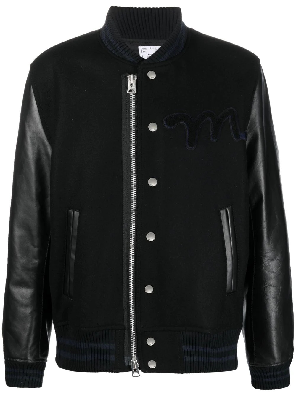 Madsaki leather-sleeve bomber jacket - 1