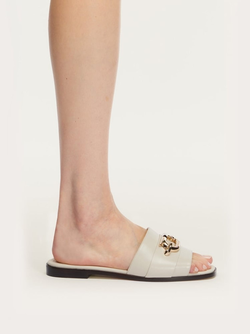 FERRAGAMO SLIDE WITH BEJEWELED GANCINI ORNAMENT outlook